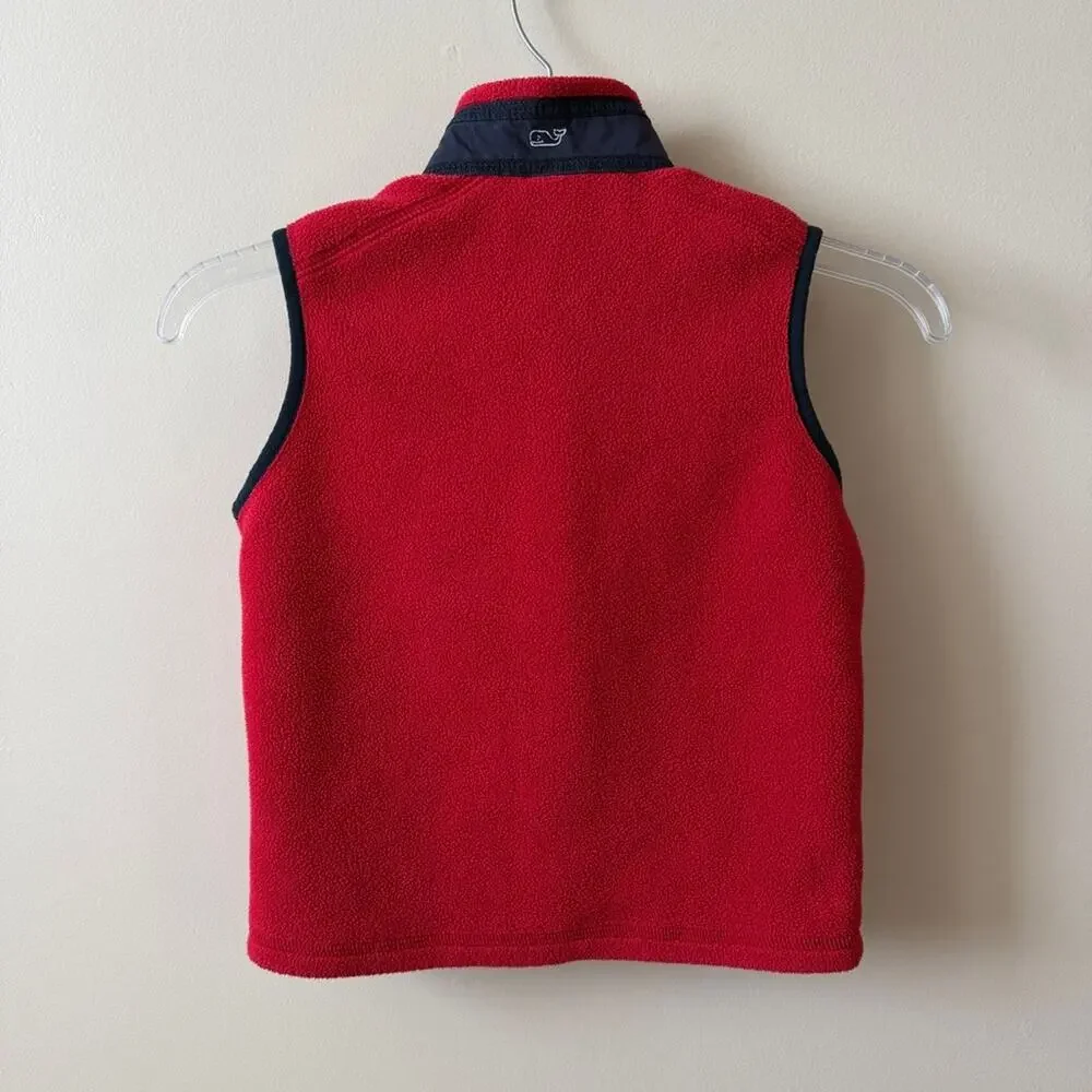 Vineyard Vines Fleece Vest Red and Blue Boys Size 6